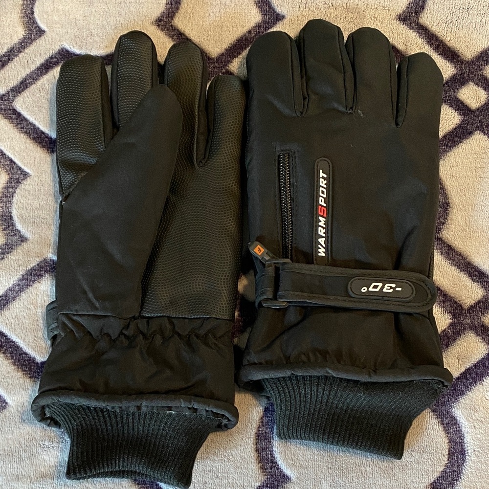 NWOT Men's Warmsport Black Insulated Winter Gloves